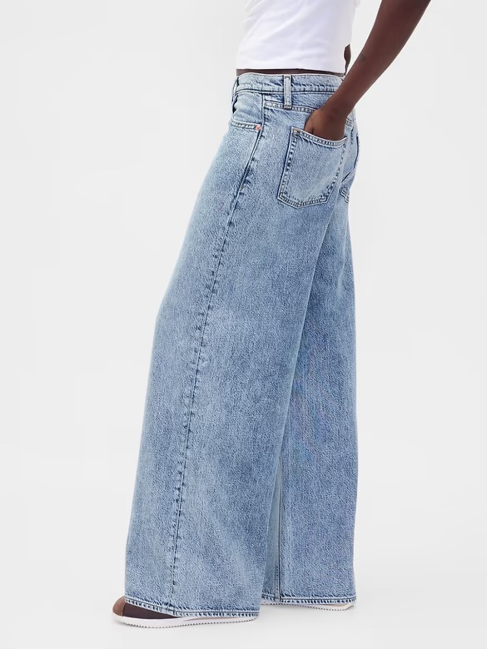 GAP Mid Rise UltraSoft Baggy Wide Leg Jeans in Indigo size 29/8Tall - Picture 3 of 8